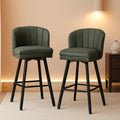 Swivel Counter Height Bar Stools Green Faux Leather