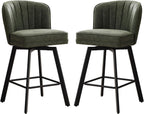 Swivel Counter Height Bar Stools Green Faux Leather