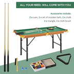 55 in Folding Pool Table | Green Cloth & Accessories