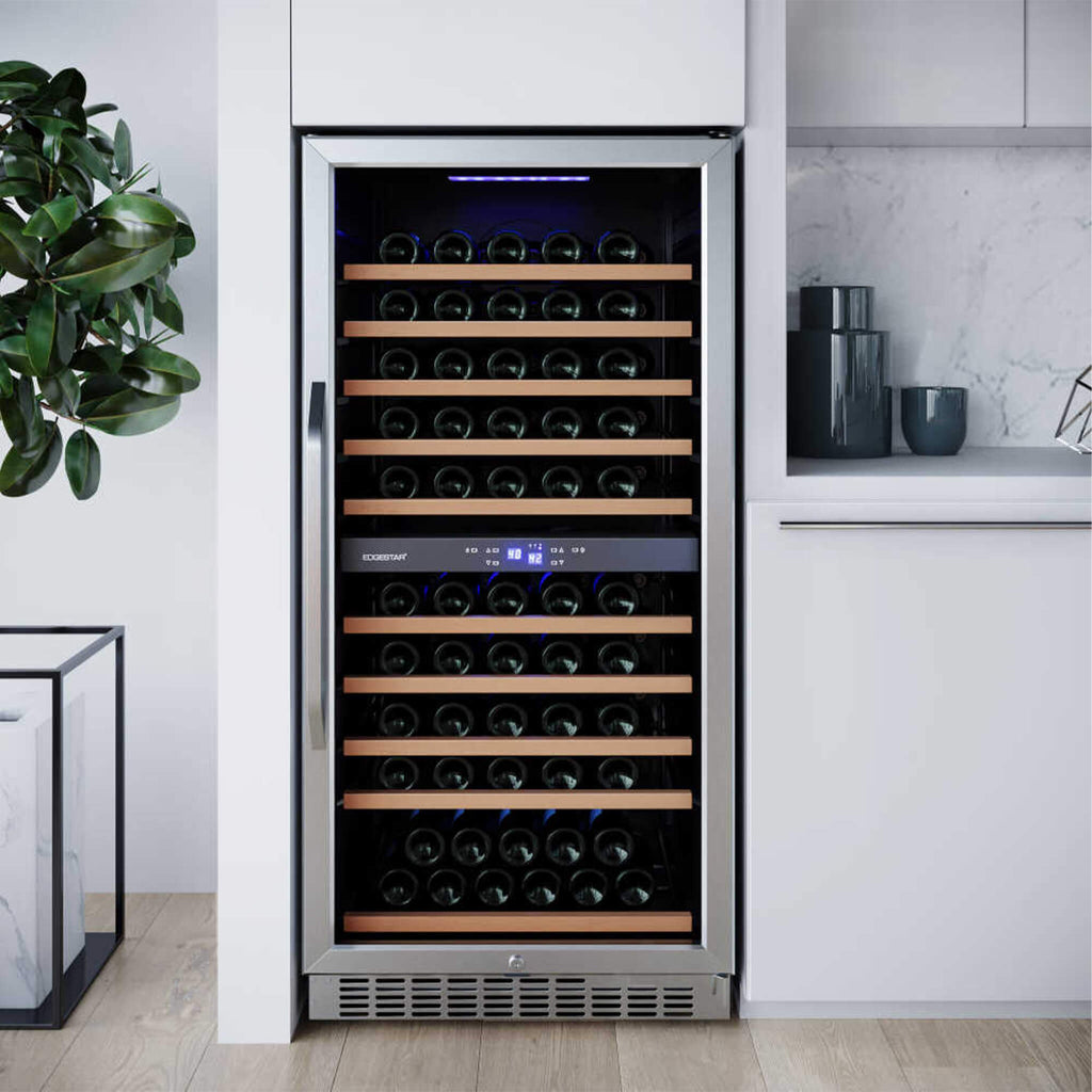 EdgeStar Premium 101-Bottle Built-In Dual Zone Wine Cooler