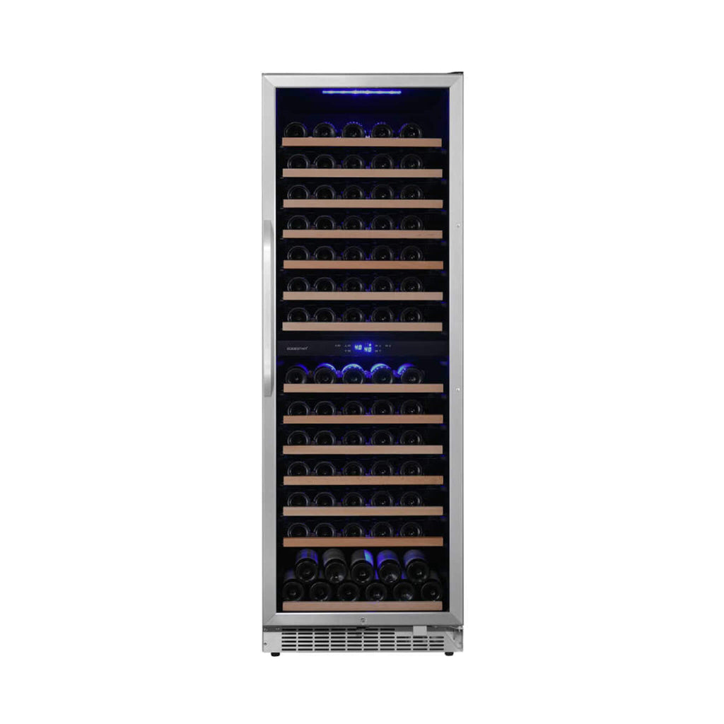 EdgeStar 24-Inch 141-Bottle Dual Zone Wine Cooler with Interior Lighting