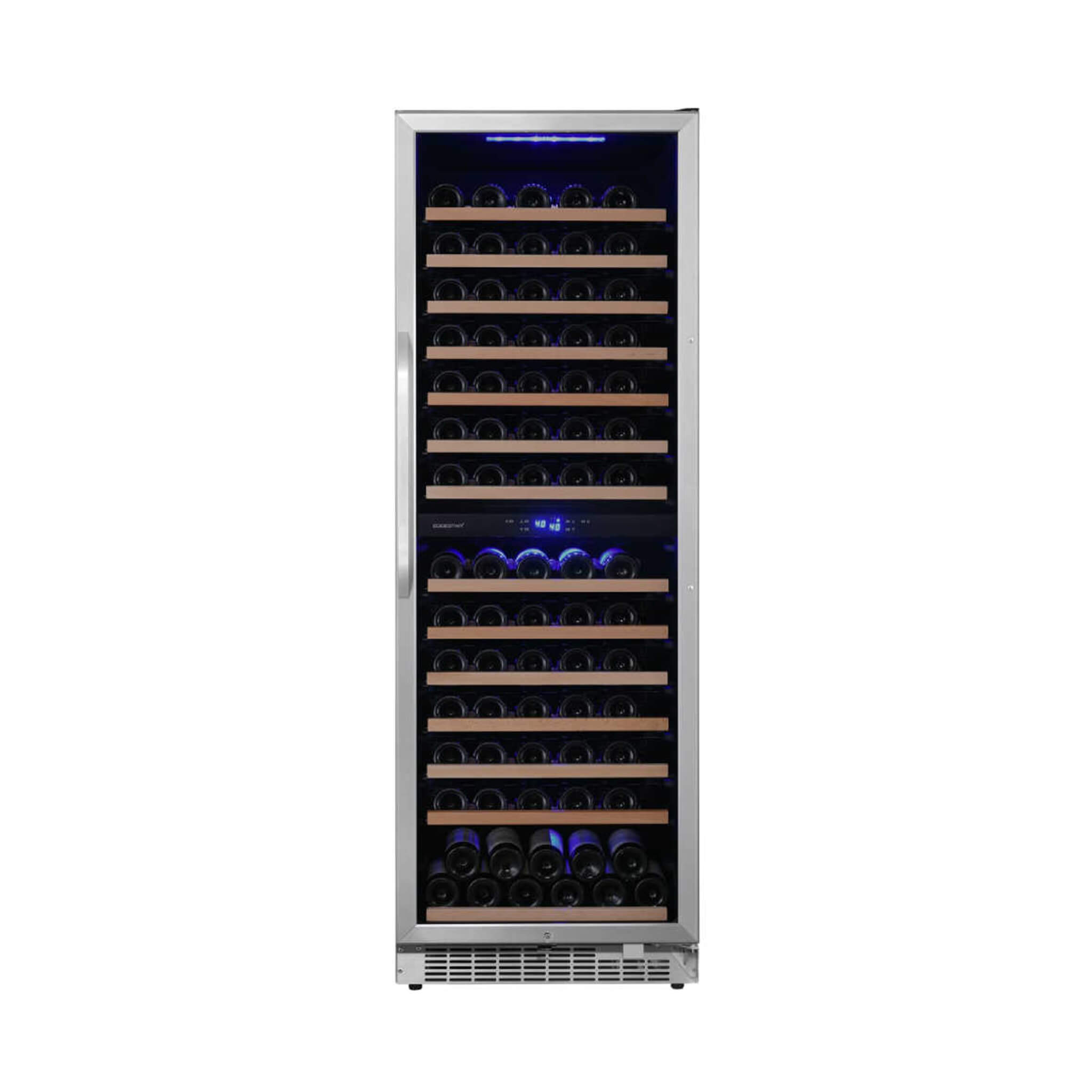 EdgeStar 24-Inch 141-Bottle Dual Zone Wine Cooler with Interior Lighting