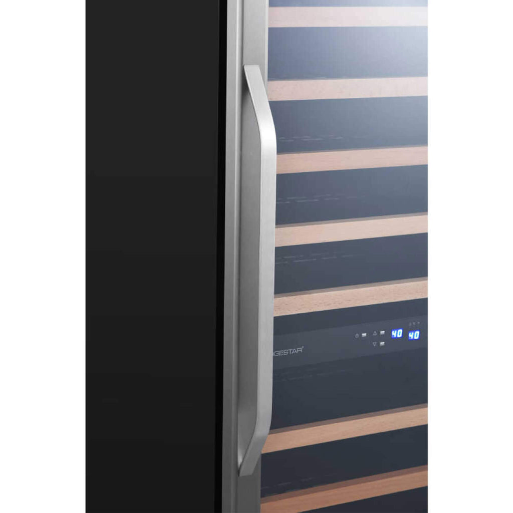 EdgeStar 24-Inch 141-Bottle Dual Zone Wine Cooler with Interior Lighting