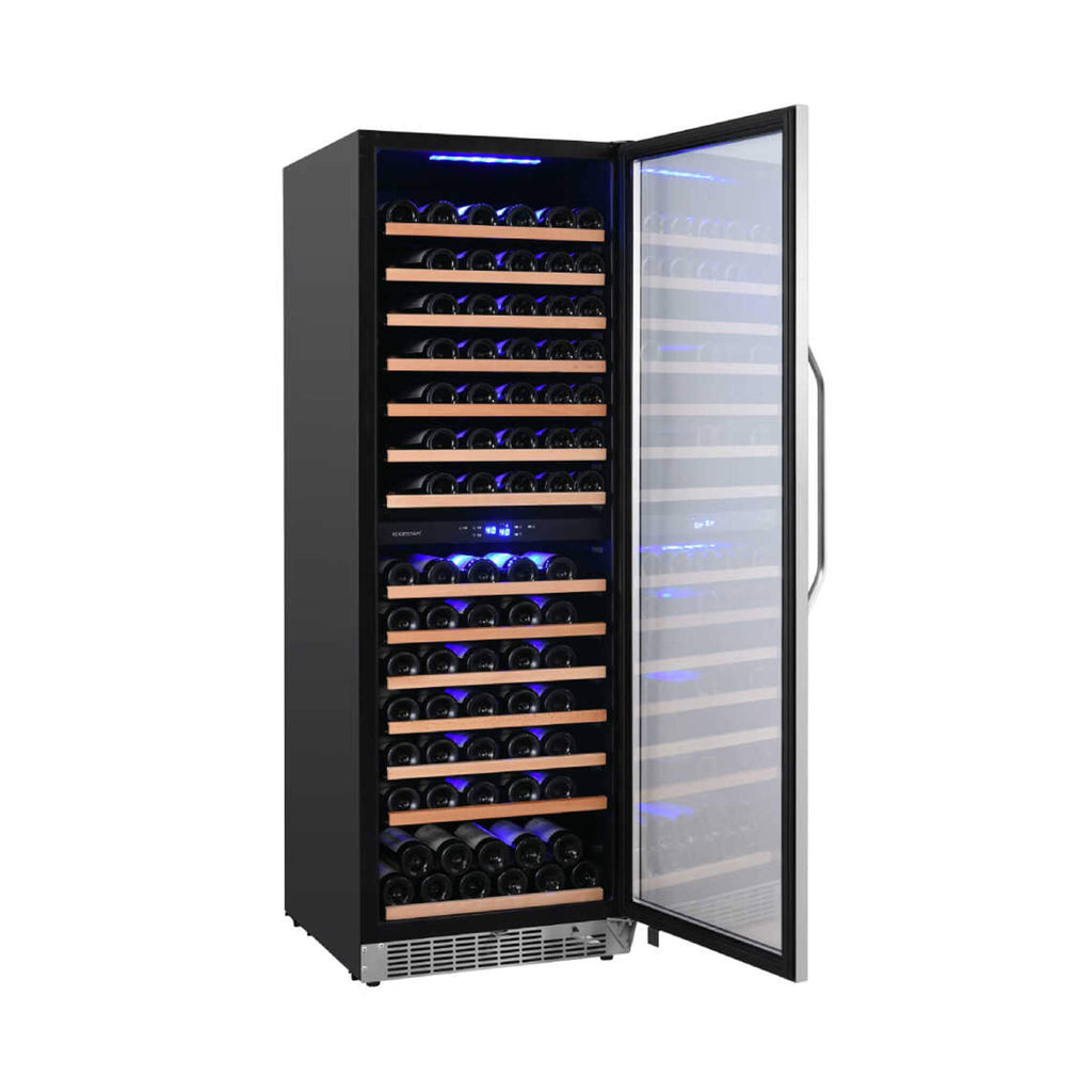 EdgeStar 24-Inch 141-Bottle Dual Zone Wine Cooler with Interior Lighting