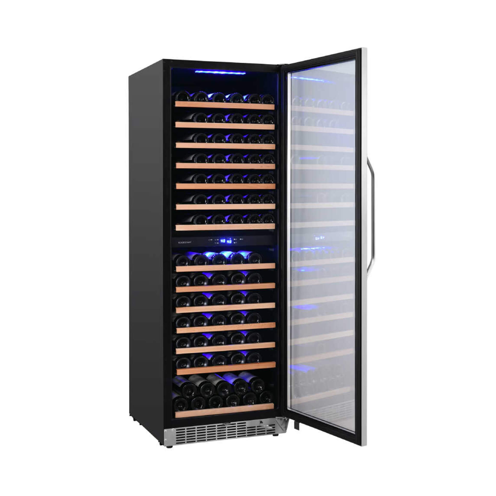 EdgeStar 24-Inch 141-Bottle Dual Zone Wine Cooler with Interior Lighting