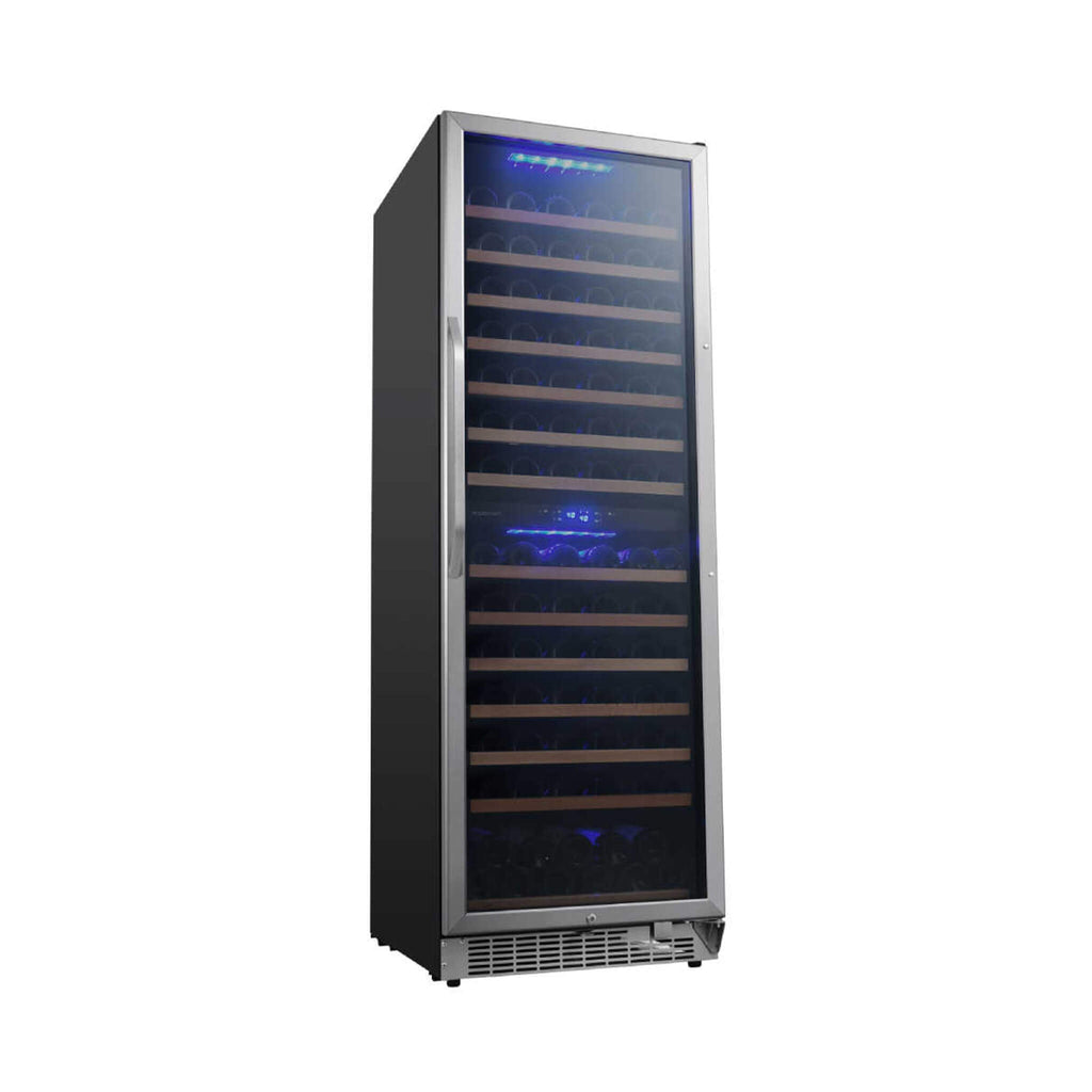 EdgeStar 24-Inch 141-Bottle Dual Zone Wine Cooler with Interior Lighting