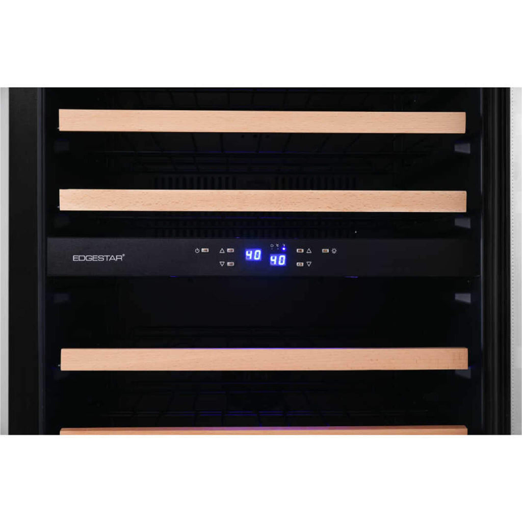 EdgeStar 24-Inch 141-Bottle Dual Zone Wine Cooler with Interior Lighting