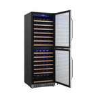 EdgeStar 24-Inch 142-Bottle Built-In Dual Zone Double Door Wine Cooler with Door Lock