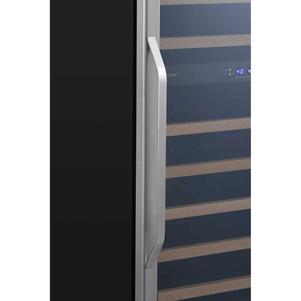 EdgeStar 24-Inch 142-Bottle Built-In Dual Zone Double Door Wine Cooler with Door Lock