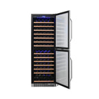 EdgeStar 24-Inch 142-Bottle Built-In Dual Zone Double Door Wine Cooler with Door Lock