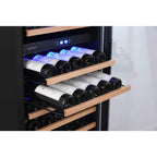 EdgeStar 24-Inch 141-Bottle Dual Zone Wine Cooler with Interior Lighting