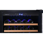 EdgeStar 24-Inch 142-Bottle Built-In Dual Zone Double Door Wine Cooler with Door Lock