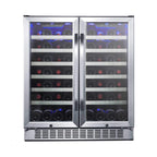 EdgeStar 30-Inch 56-Bottle Built-In French Door Wine Cooler with Door Locks