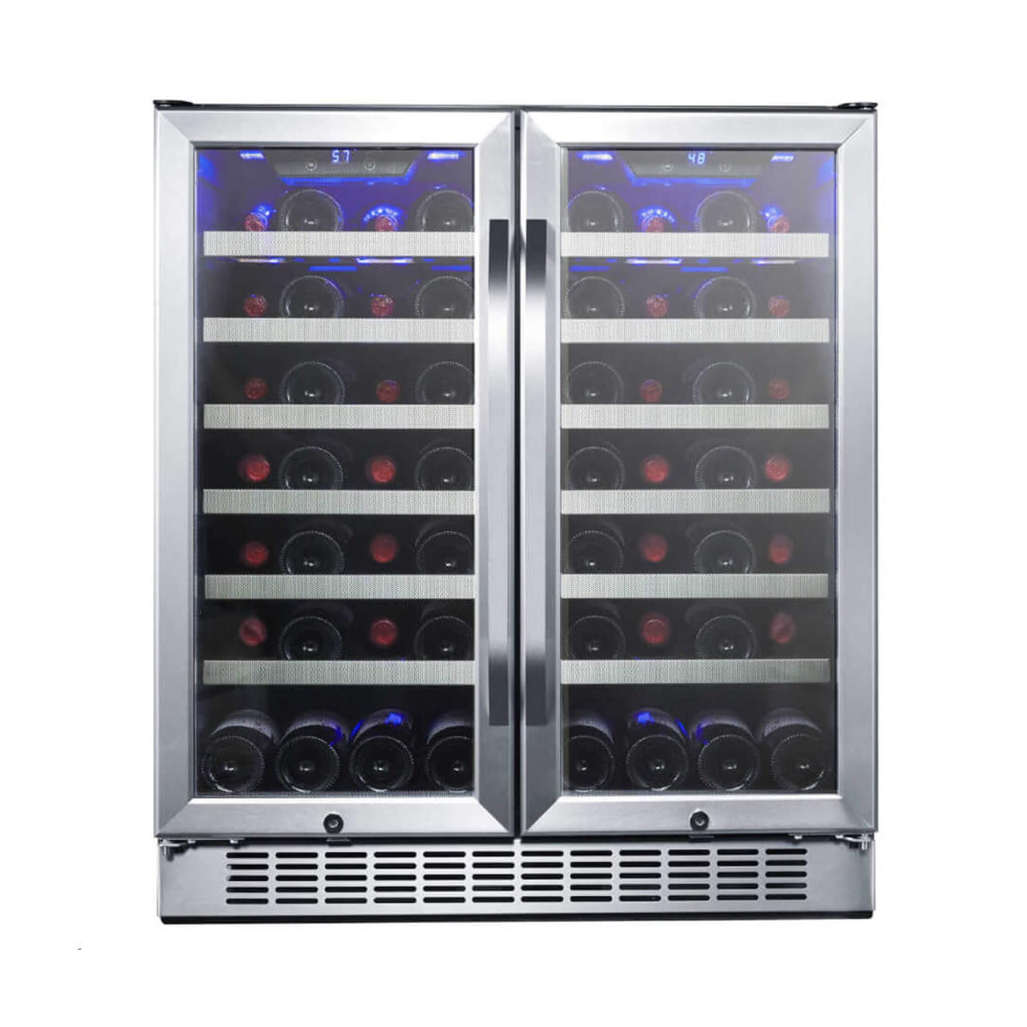 EdgeStar 30-Inch 56-Bottle Built-In French Door Wine Cooler with Door Locks
