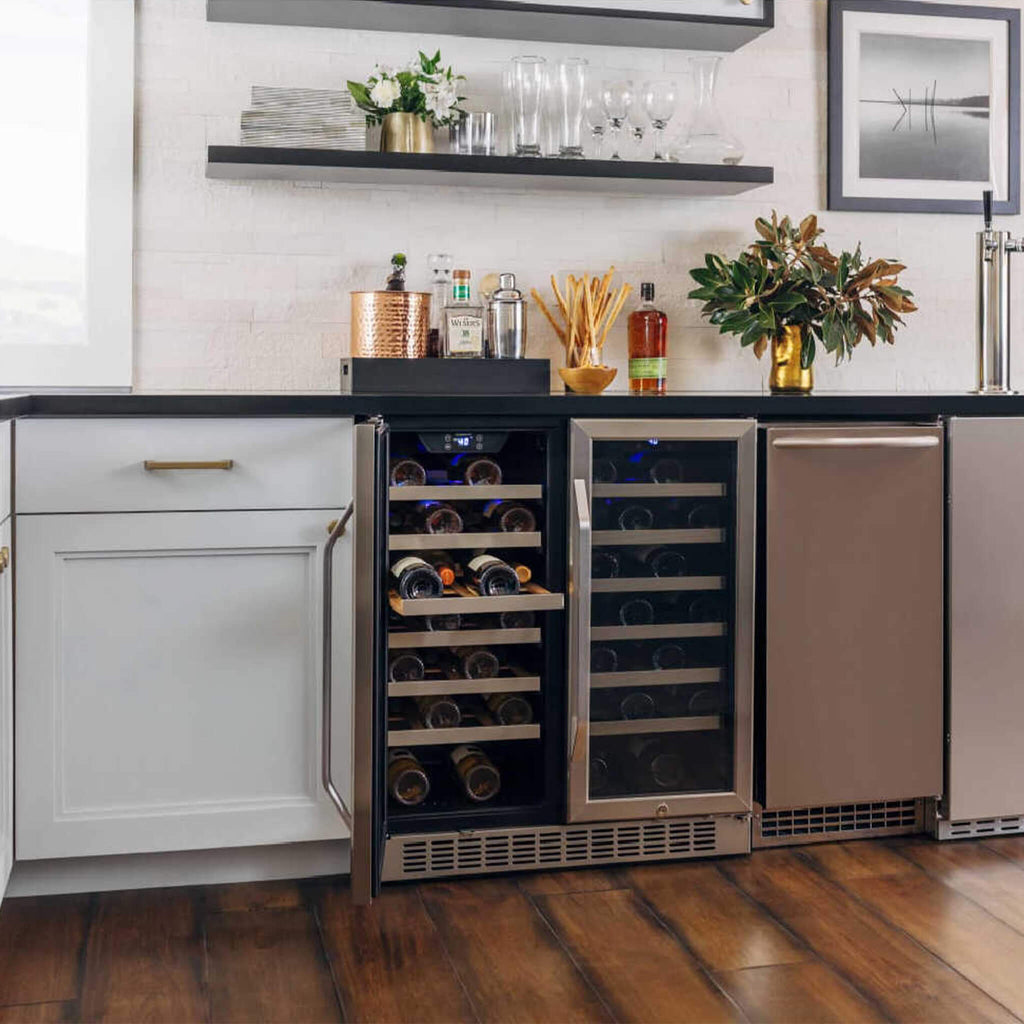 EdgeStar 30-Inch 56-Bottle Built-In French Door Wine Cooler with Door Locks