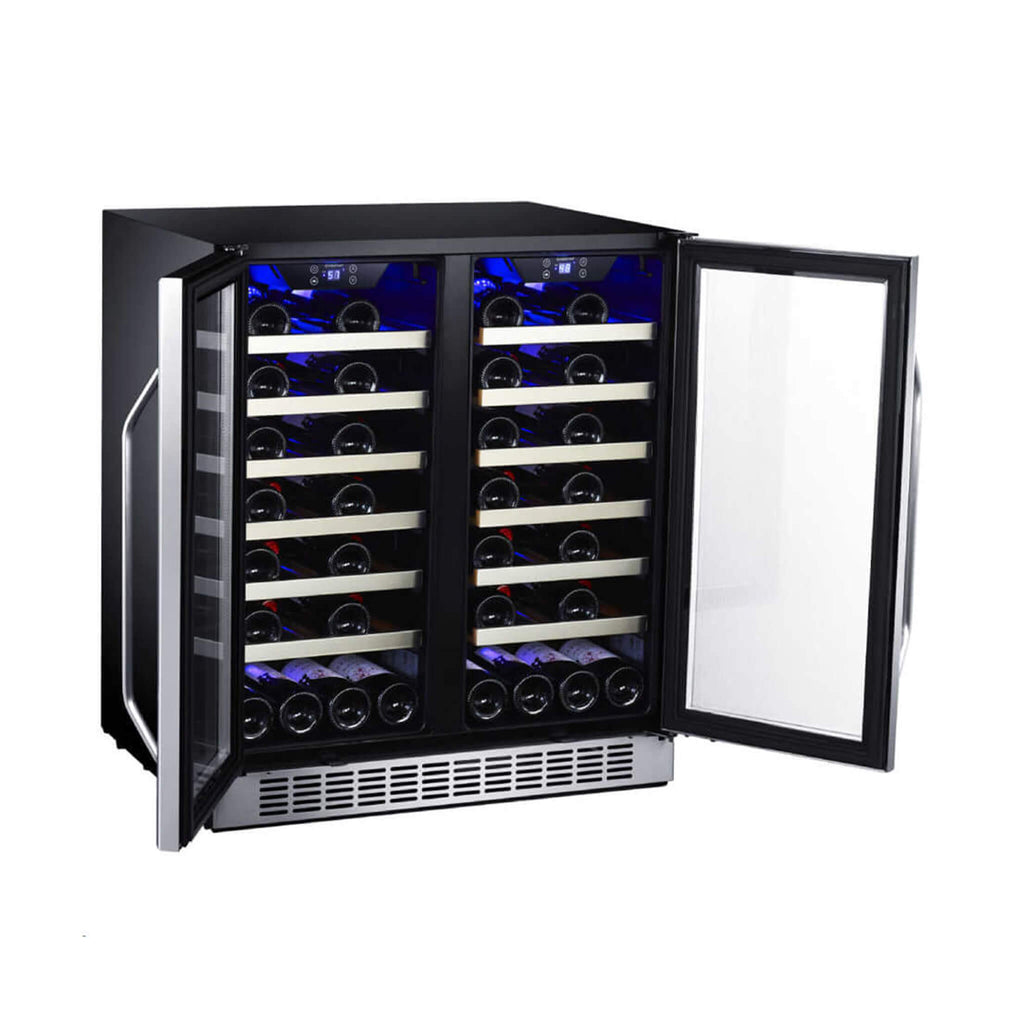 EdgeStar 30-Inch 56-Bottle Built-In French Door Wine Cooler with Door Locks