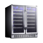 EdgeStar 30-Inch 56-Bottle Built-In French Door Wine Cooler with Door Locks