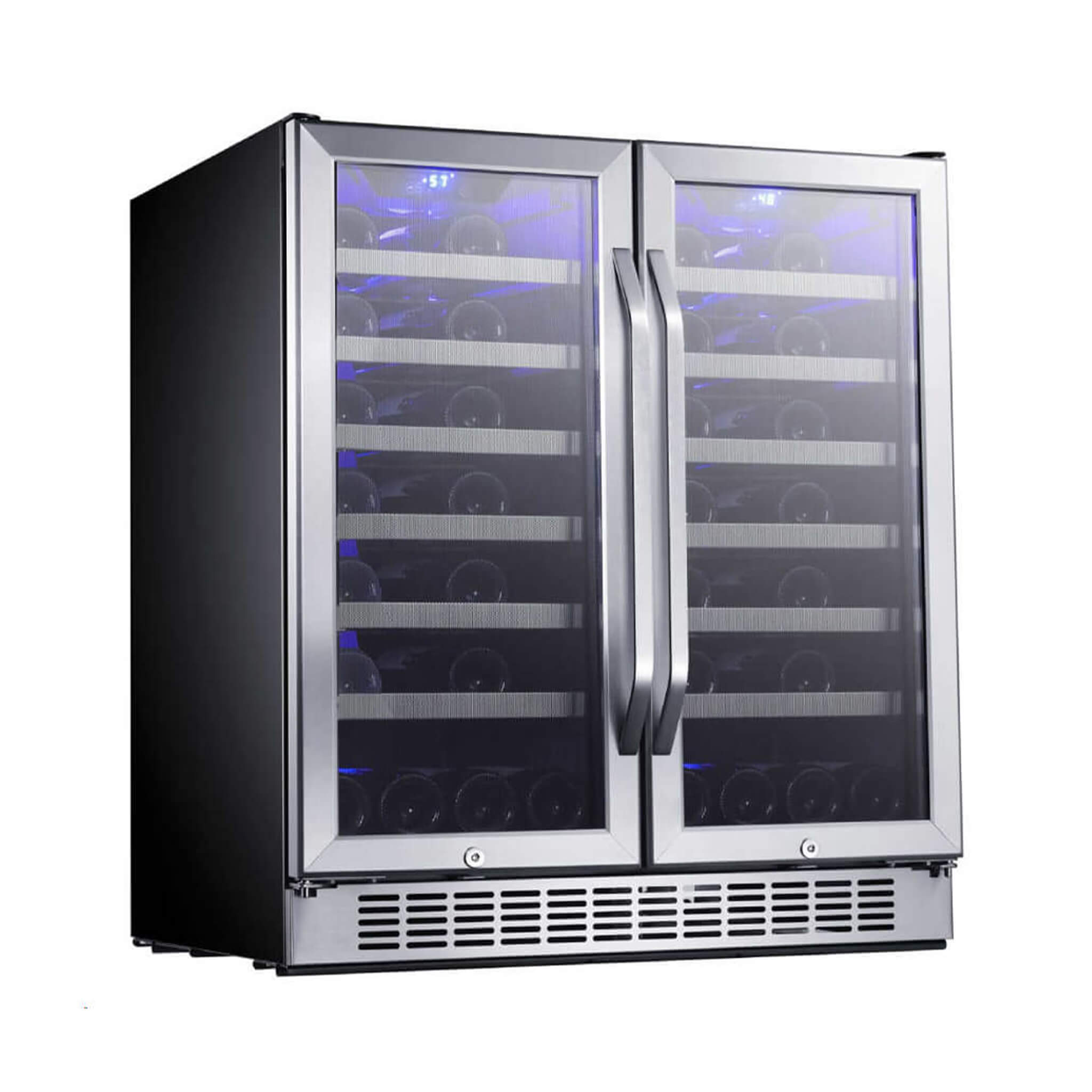 EdgeStar 30-Inch 56-Bottle Built-In French Door Wine Cooler with Door Locks