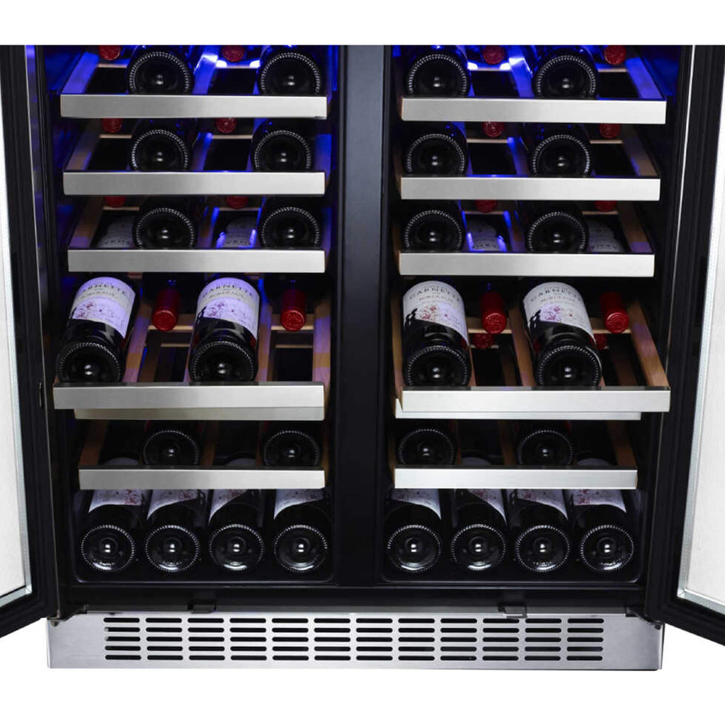 EdgeStar 30-Inch 56-Bottle Built-In French Door Wine Cooler with Door Locks