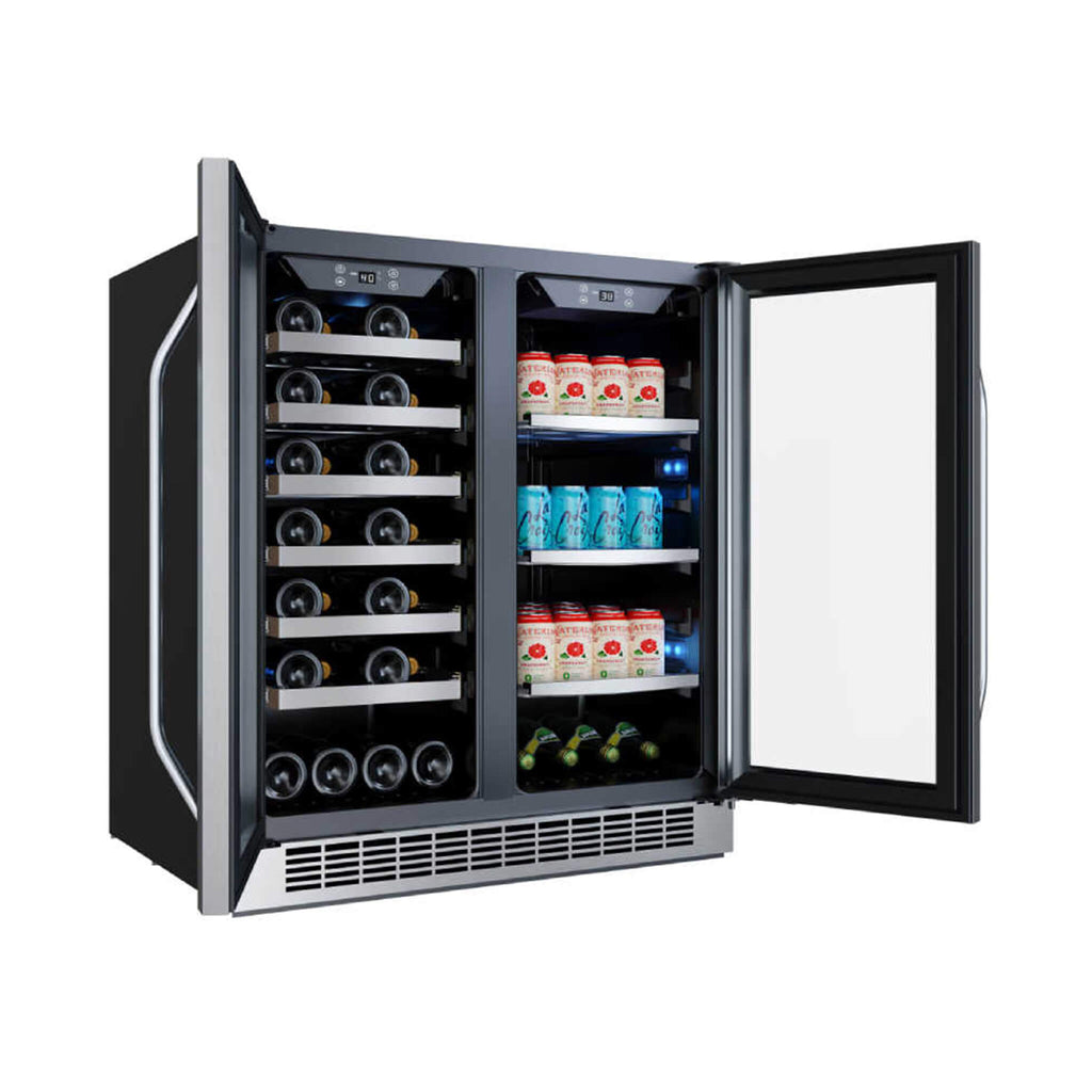 EdgeStar 30-Inch Wide 28-Bottle Built-In Dual Zone Beverage Center with 86-Can Capacity