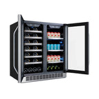 EdgeStar 30-Inch Wide 28-Bottle Built-In Dual Zone Beverage Center with 86-Can Capacity