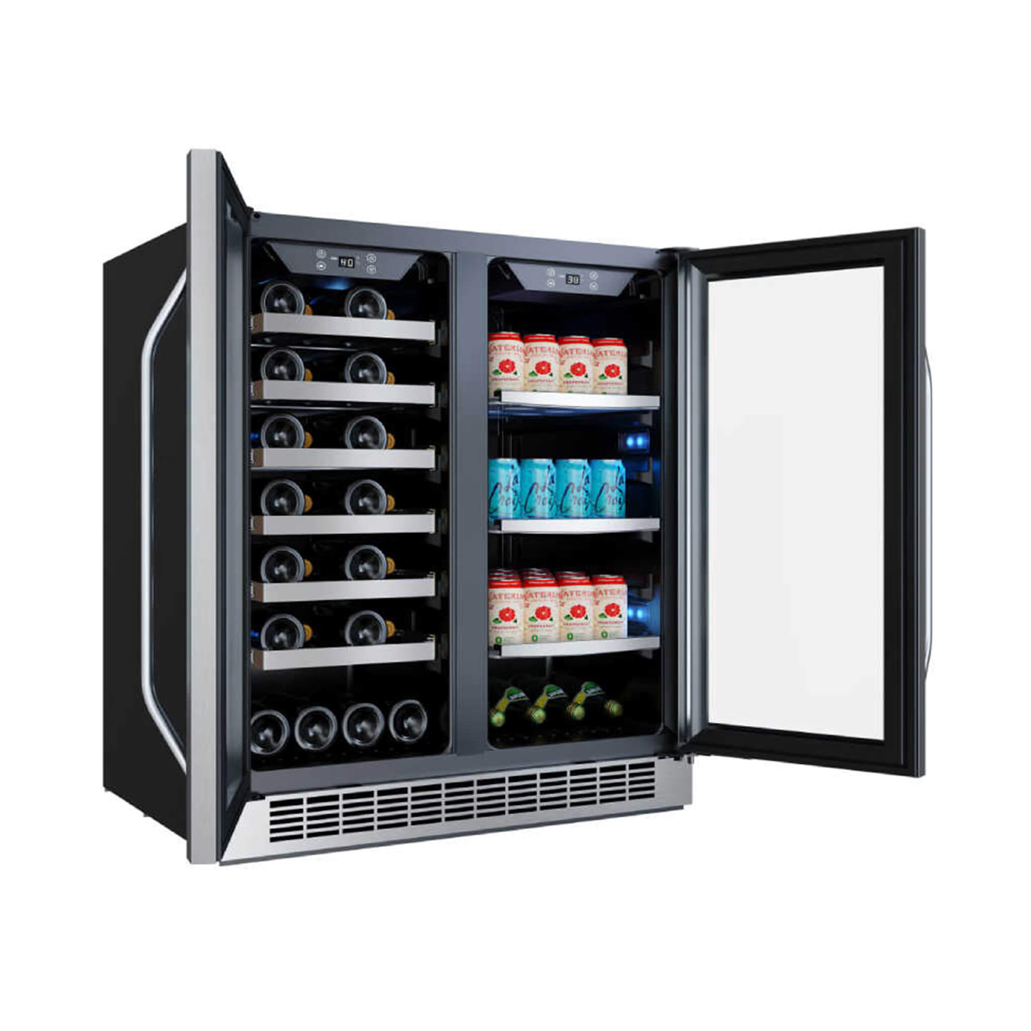 EdgeStar 30-Inch Wide 28-Bottle Built-In Dual Zone Beverage Center with 86-Can Capacity