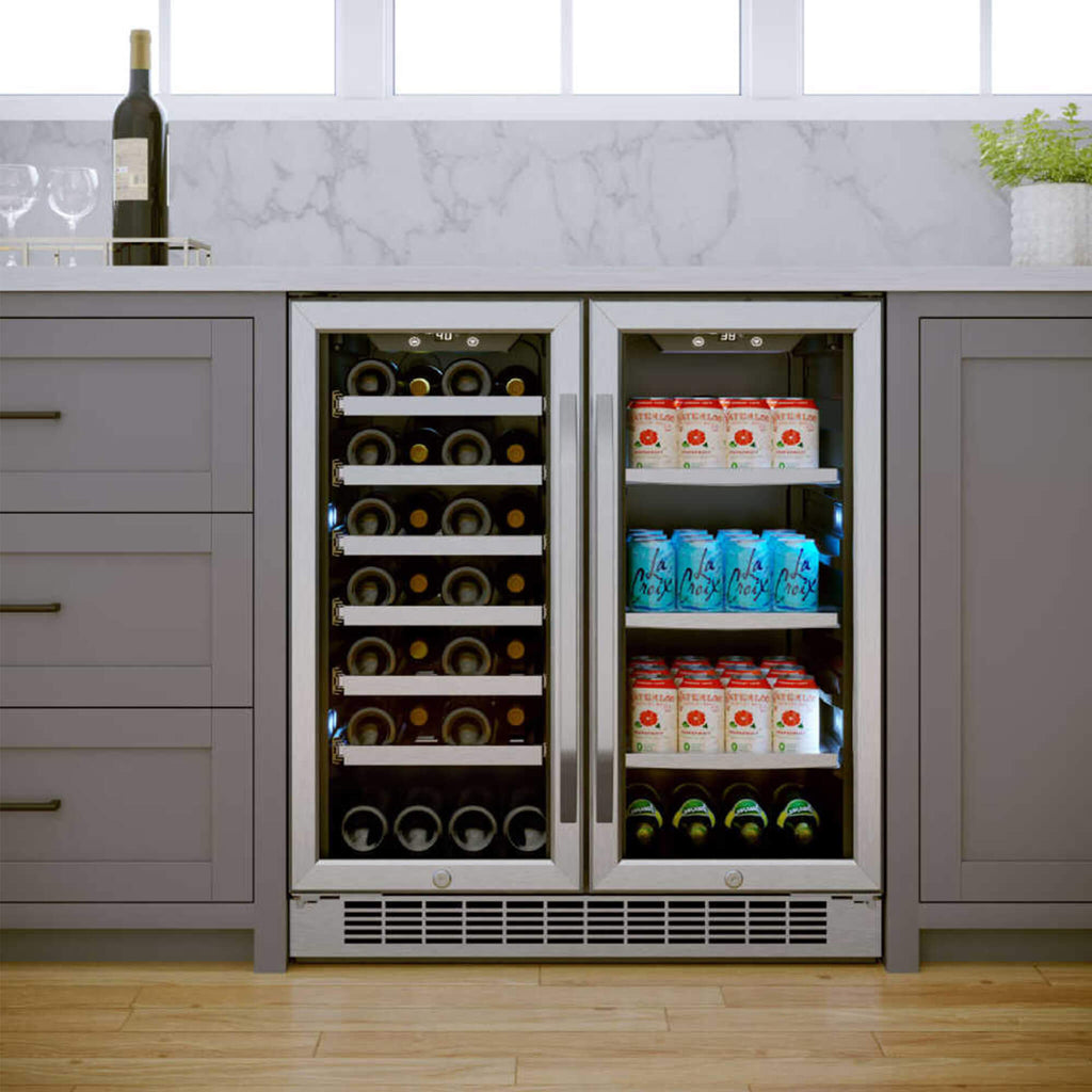 EdgeStar 30-Inch Wide 28-Bottle Built-In Dual Zone Beverage Center with 86-Can Capacity