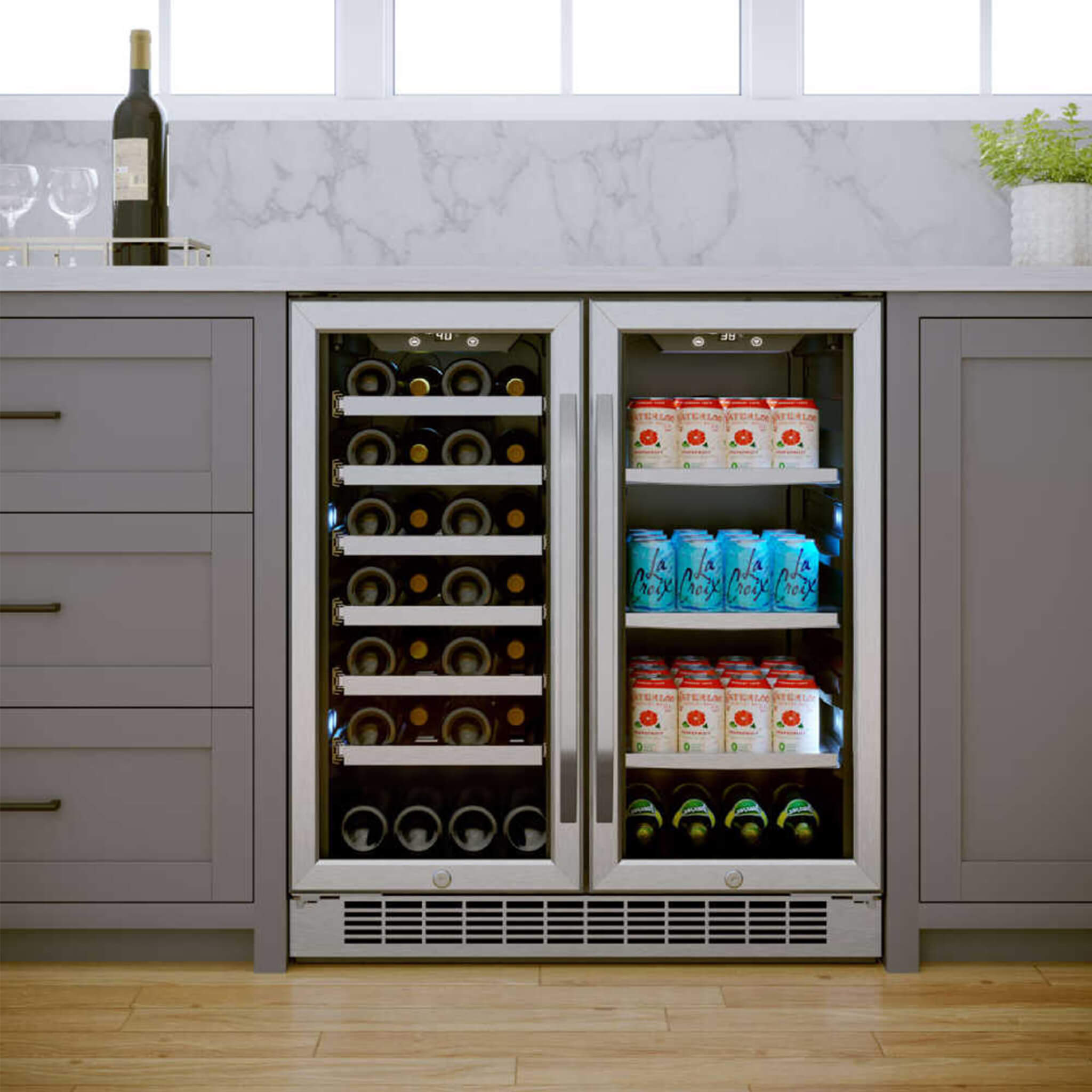 EdgeStar 30-Inch Wide 28-Bottle Built-In Dual Zone Beverage Center with 86-Can Capacity