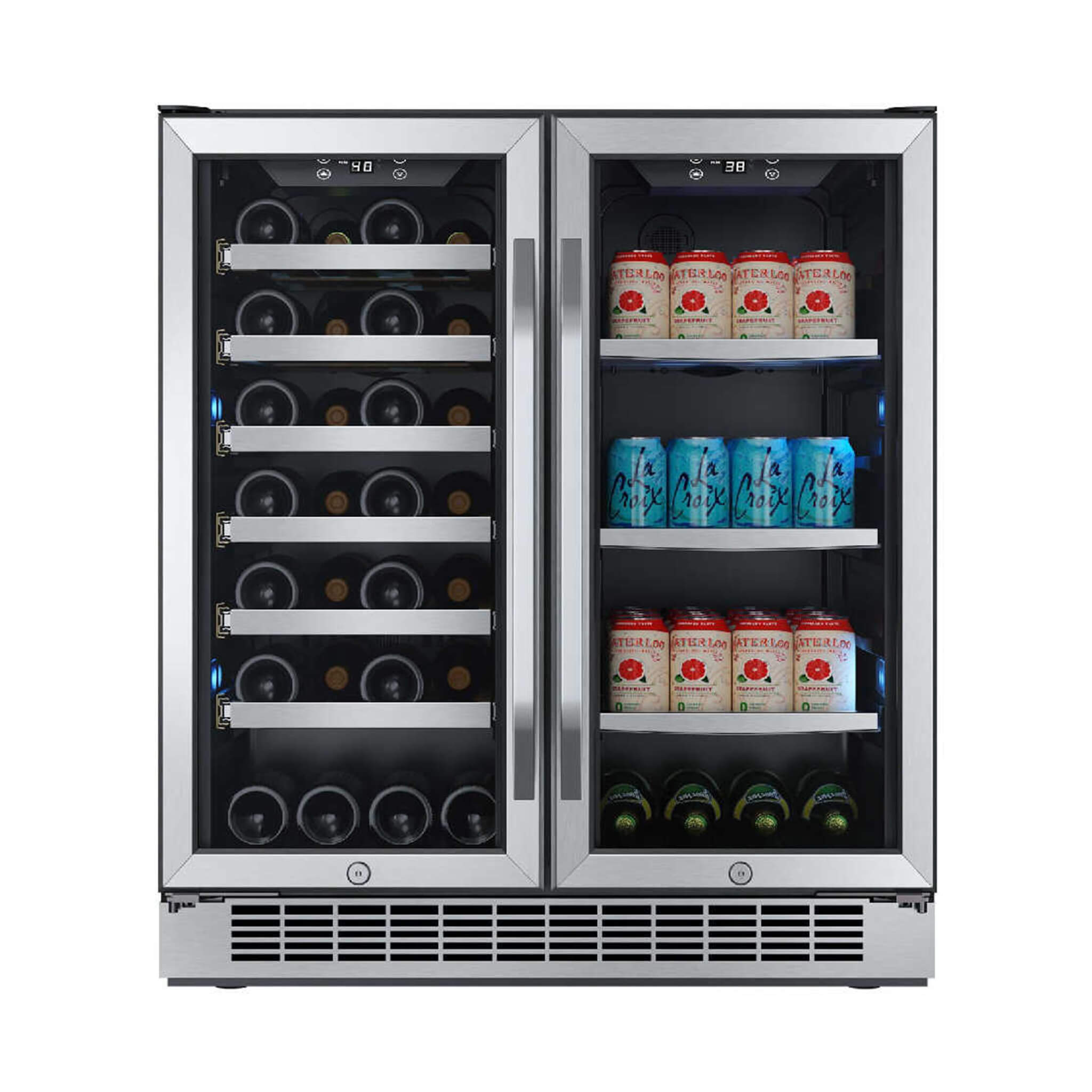 EdgeStar 30-Inch Wide 28-Bottle Built-In Dual Zone Beverage Center with 86-Can Capacity