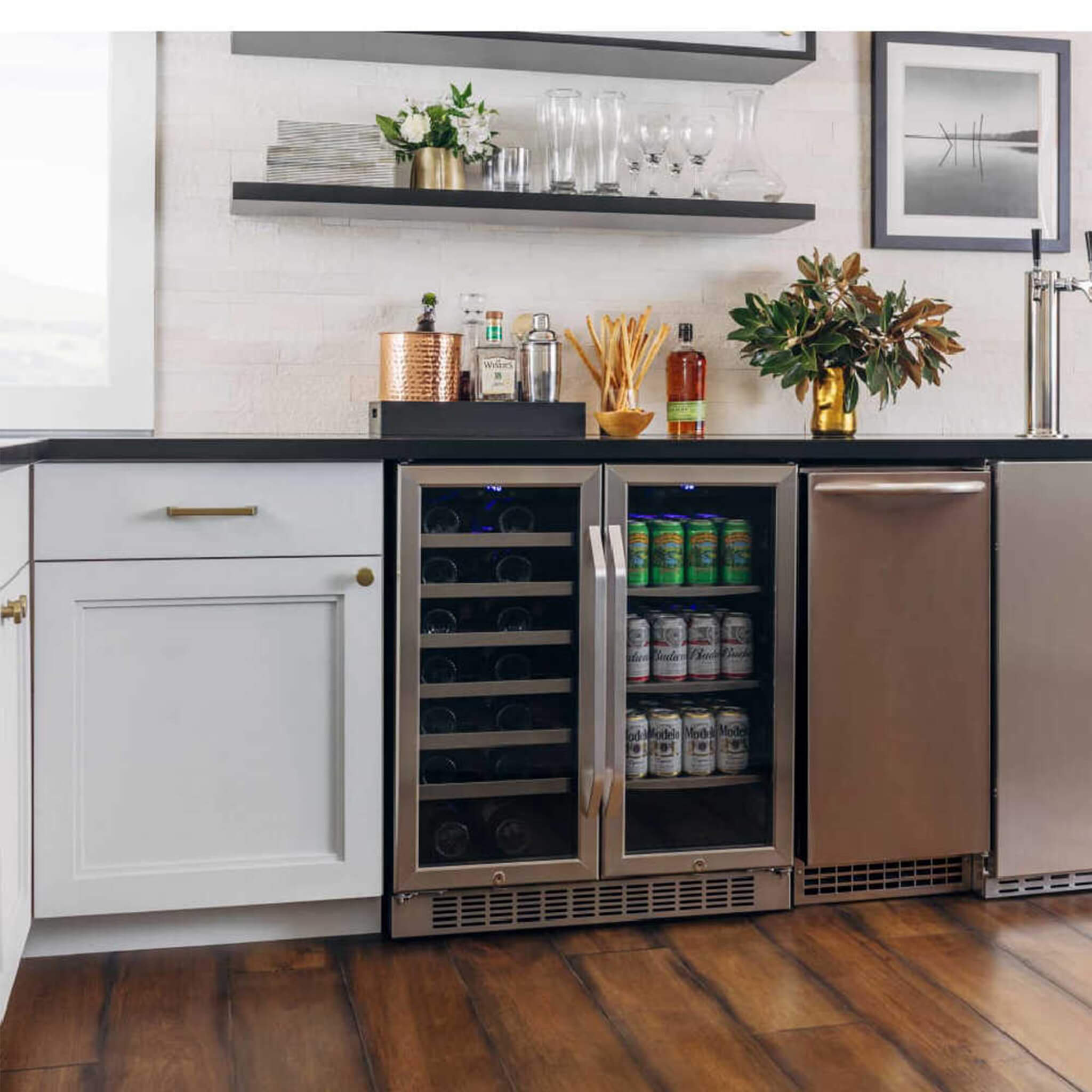 EdgeStar 30-Inch Wide 28-Bottle Built-In Dual Zone Beverage Center with 86-Can Capacity