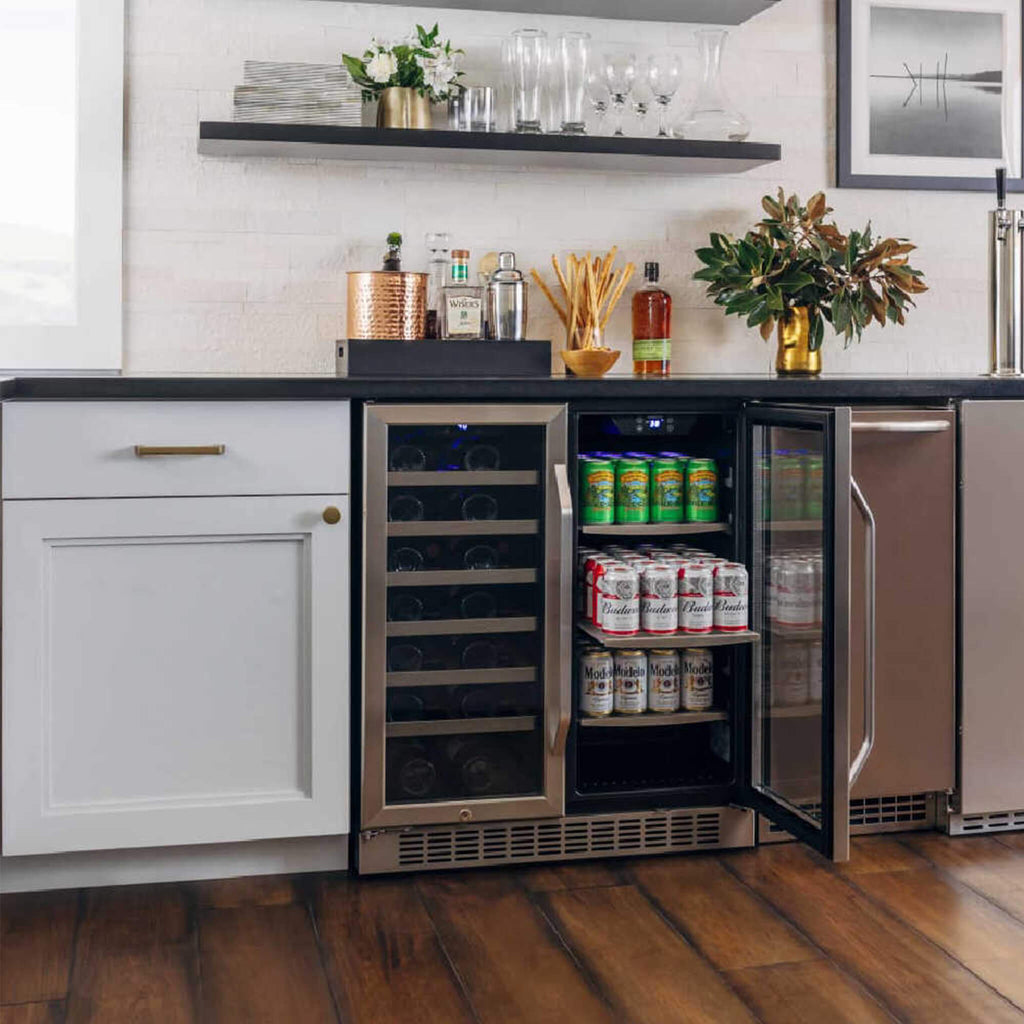 EdgeStar 30-Inch Wide 28-Bottle Built-In Dual Zone Beverage Center with 86-Can Capacity