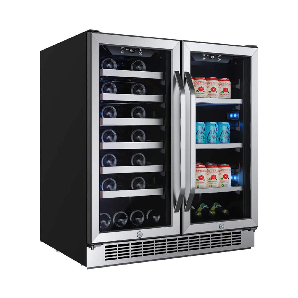EdgeStar 30-Inch Wide 28-Bottle Built-In Dual Zone Beverage Center with 86-Can Capacity