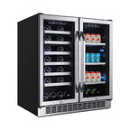 EdgeStar 30-Inch Wide 28-Bottle Built-In Dual Zone Beverage Center with 86-Can Capacity