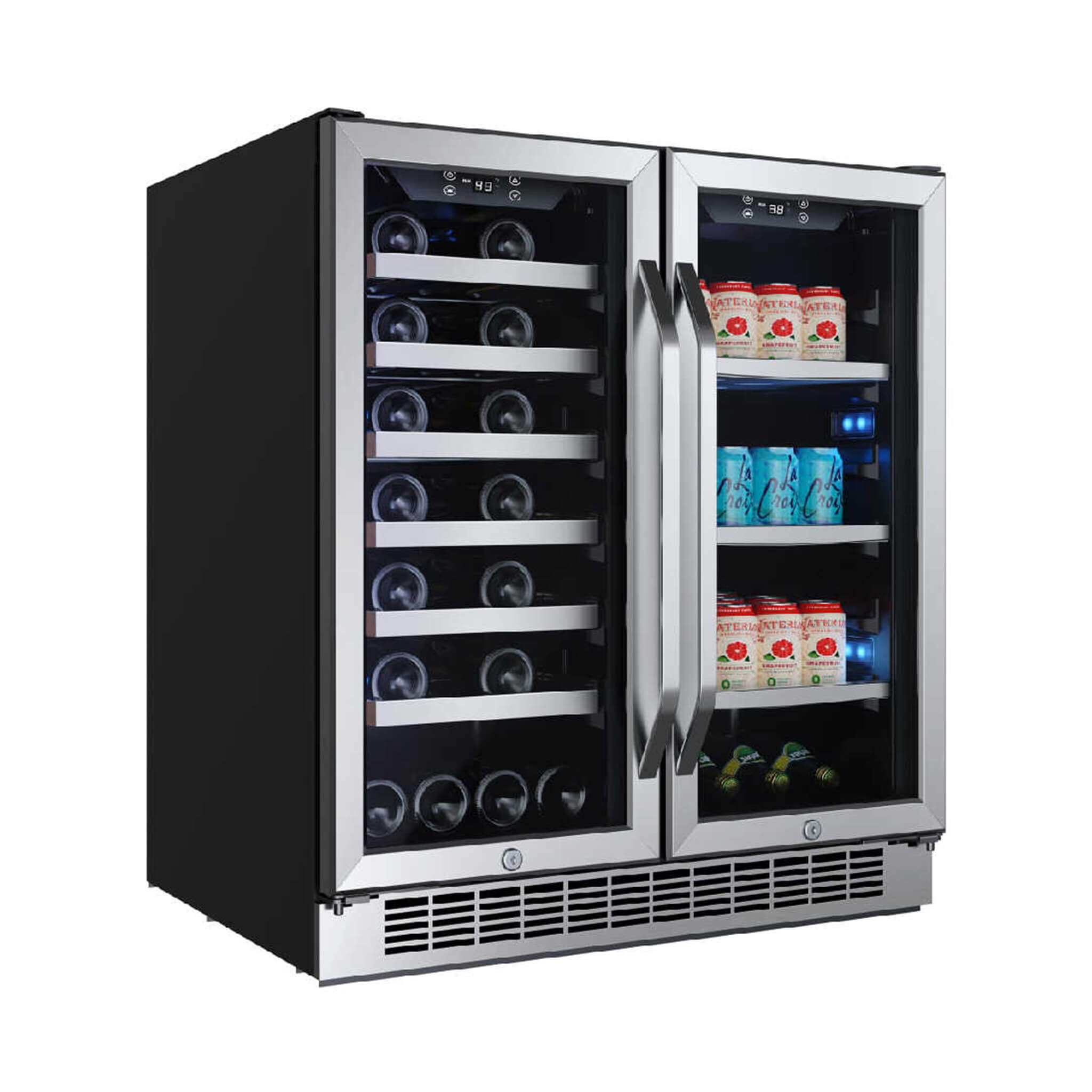 EdgeStar 30-Inch Wide 28-Bottle Built-In Dual Zone Beverage Center with 86-Can Capacity
