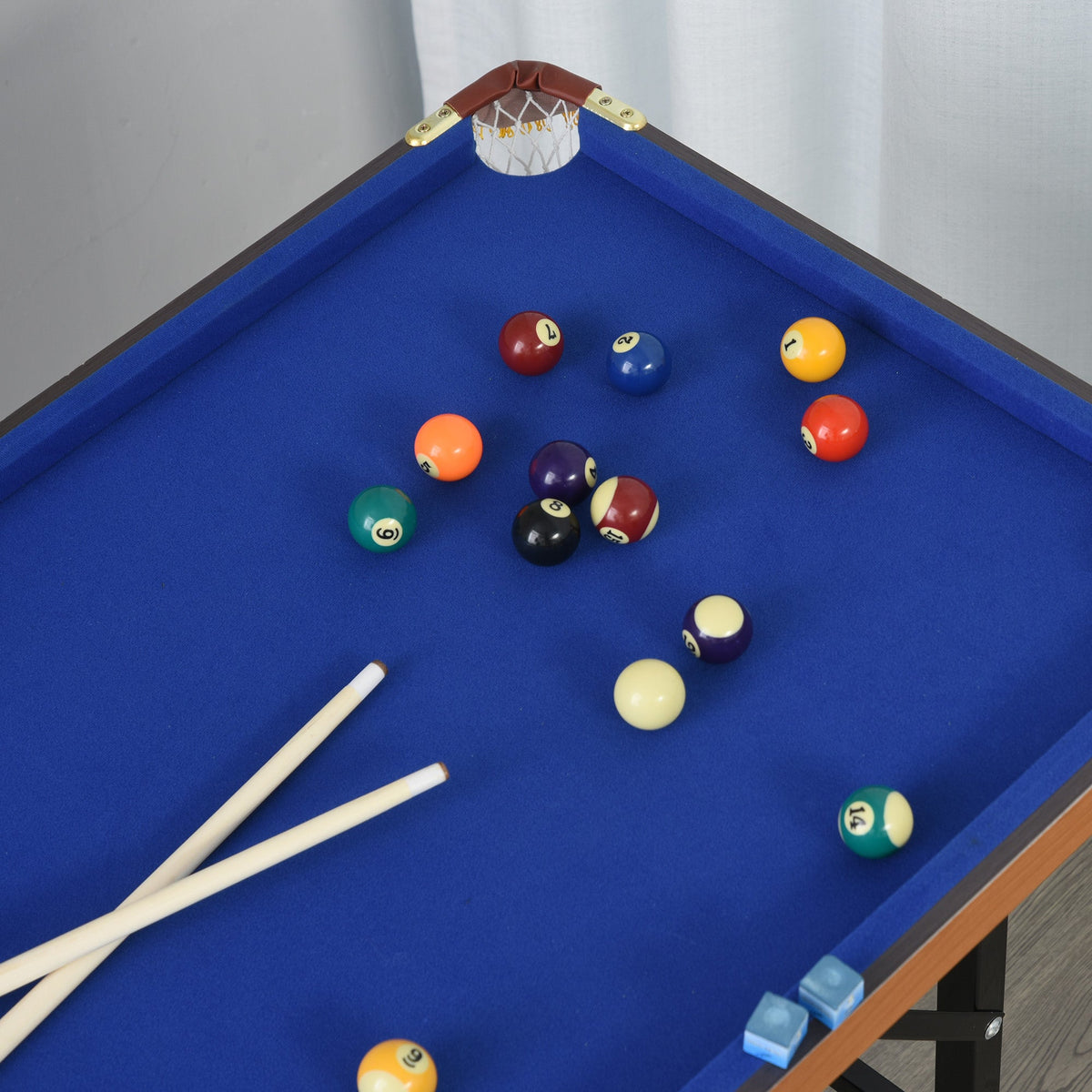 55 in Folding Pool Table | Blue Cloth & Accessories
