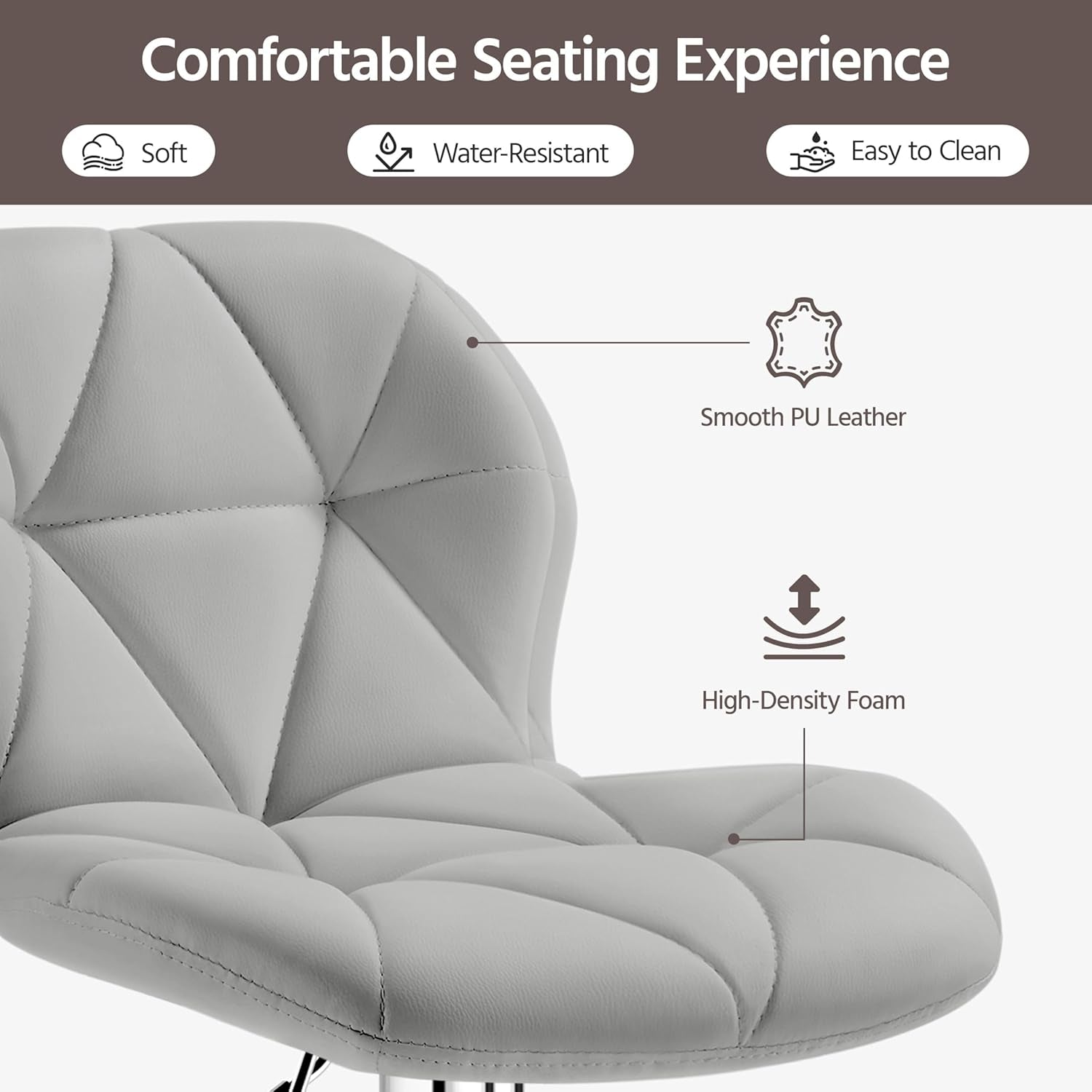 Elegant PU Leather Swivel Bar Stools Set of Four