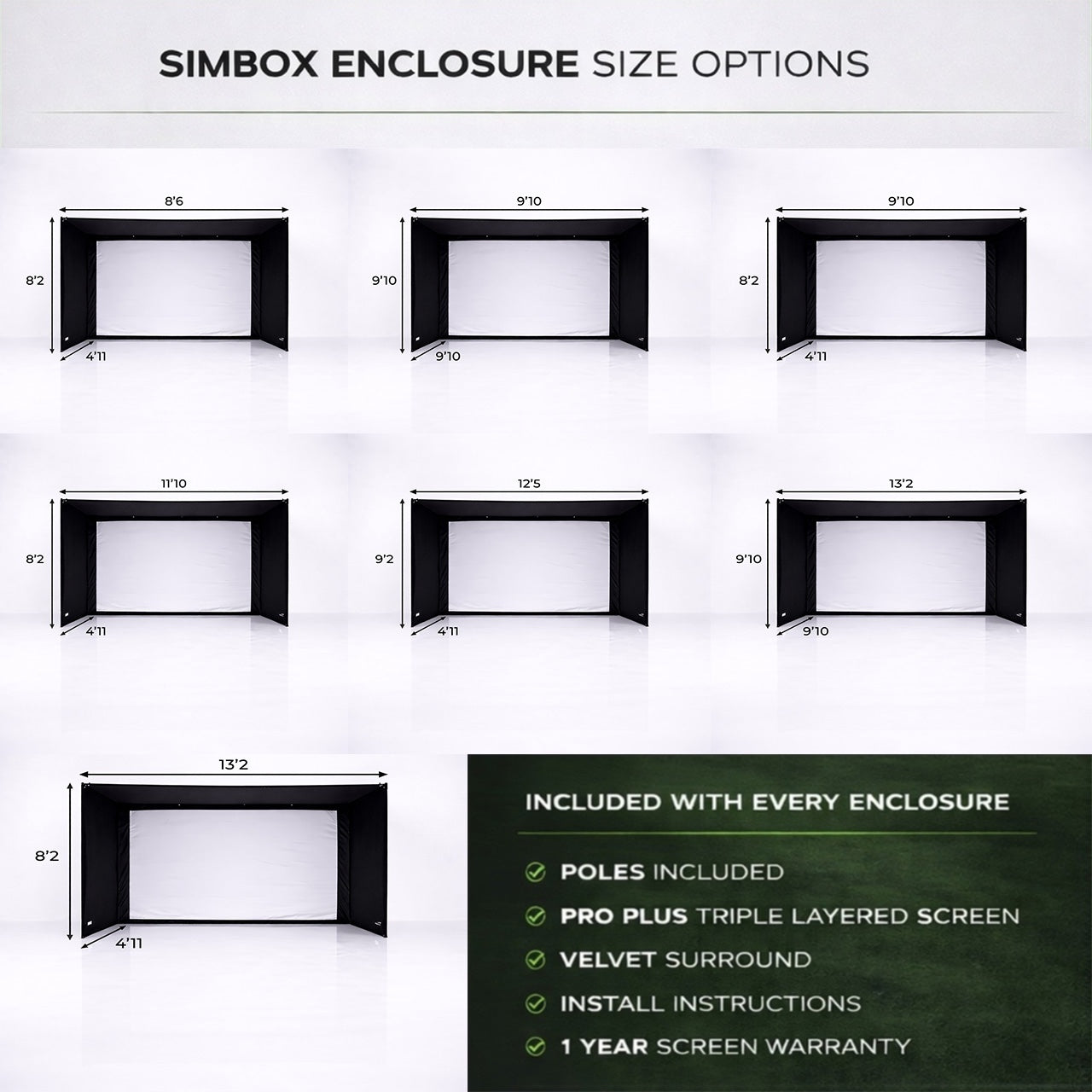 SimBox Golf Simulator Enclosure with Pro Impact Screen, Frame & Free Side Barriers