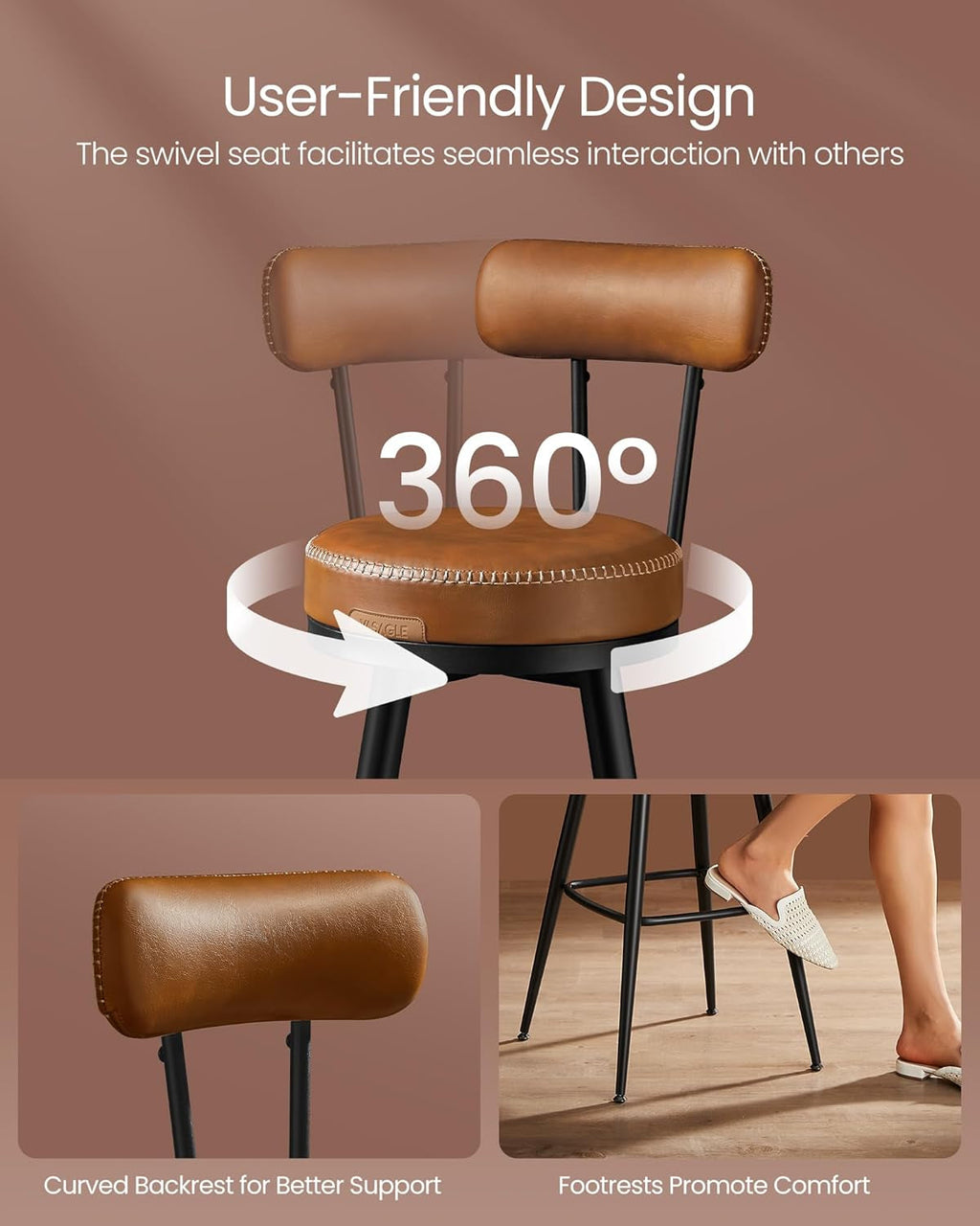 Swivel Bar Stools Set of Two for Kitchen
