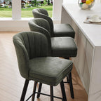 Swivel Counter Height Bar Stools Green Faux Leather