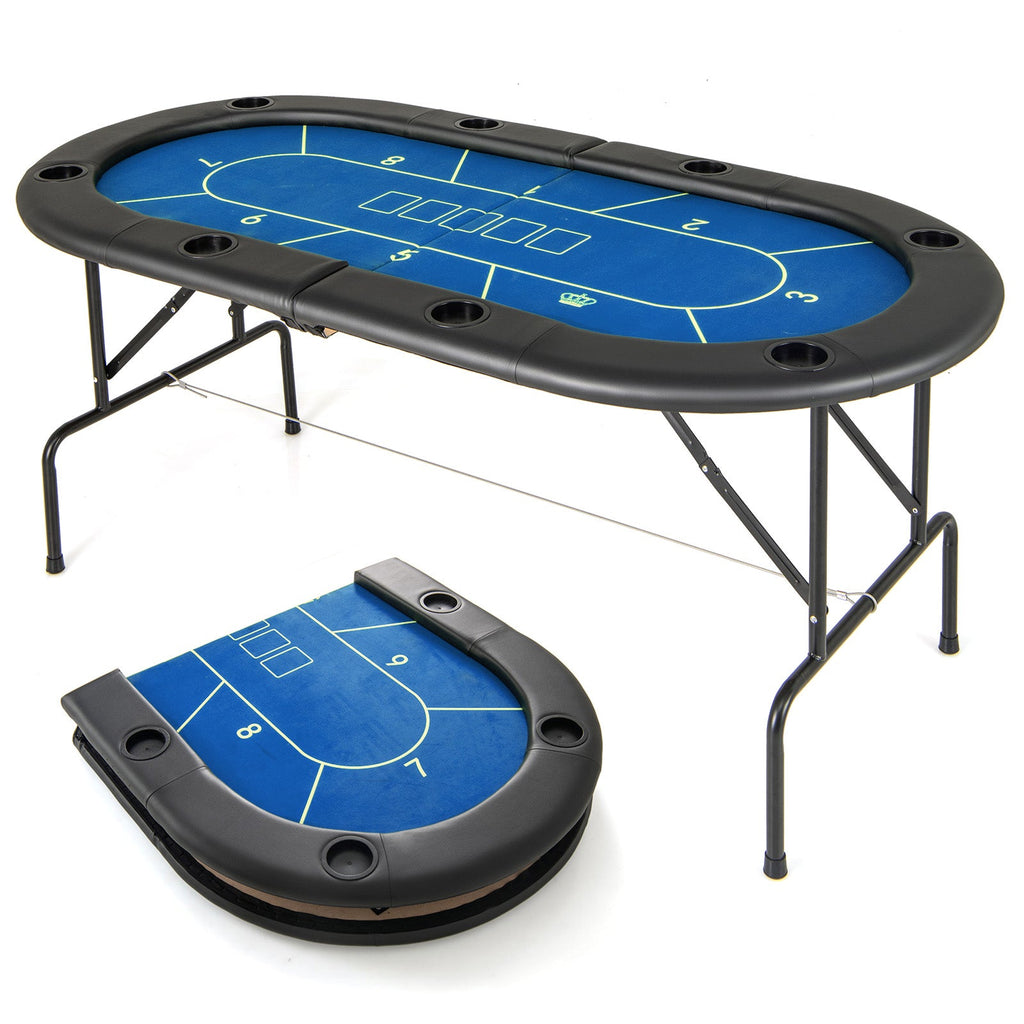 Foldable Poker Table with 8 Cup Holders