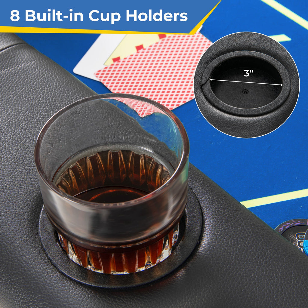 Foldable Poker Table with 8 Cup Holders