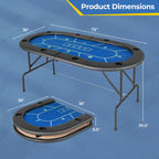 Foldable Poker Table with 8 Cup Holders