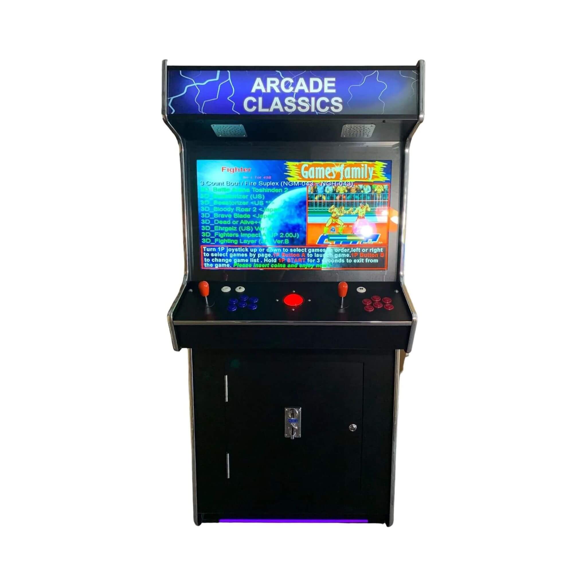 Full-Size Commercial-Grade 2-Player Upright Stand Up Arcade Machine with 4,500 Classic Games and 2 Shooting Guns