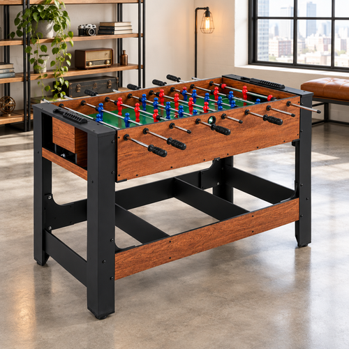 2-in-1 Foosball and Pool Combo Table | Black and Brown