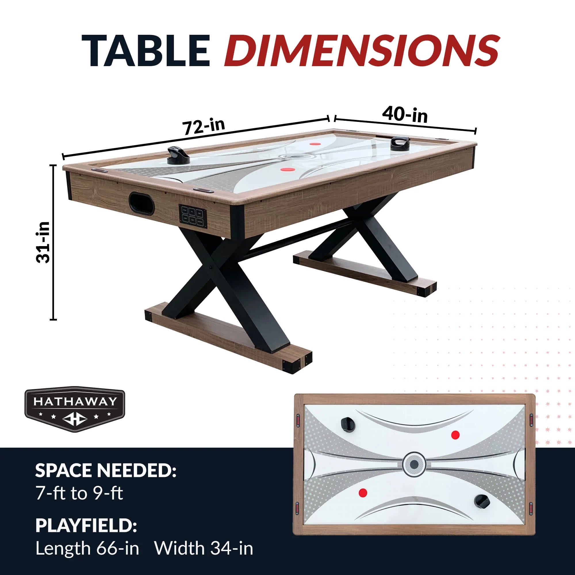 Excalibur 6-ft Air Hockey Table with LED Scoring and Table Tennis Top by Hathaway