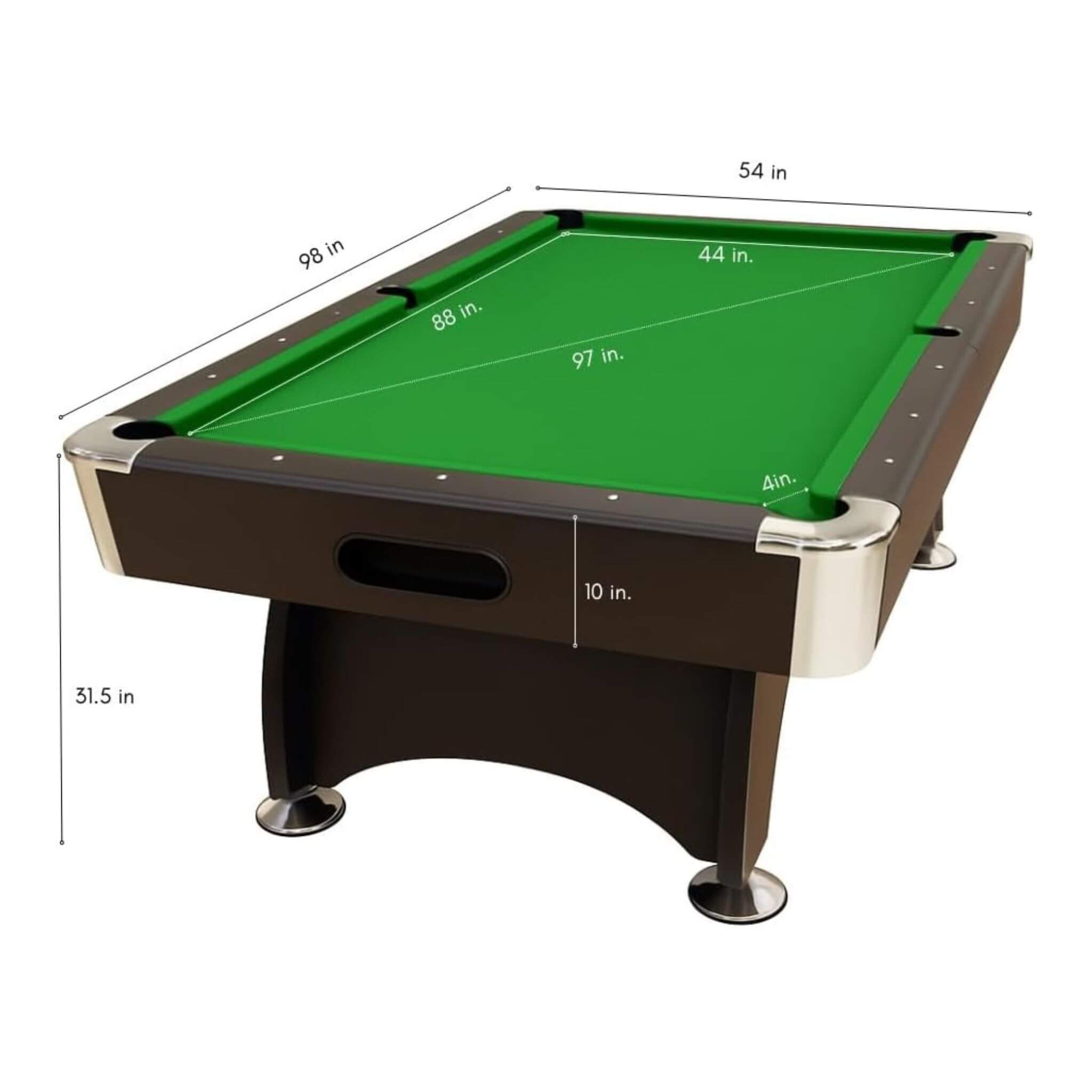 Modern Green Felt 8FT Billiard Pool Table with Automatic Ball Return and Accessories Kit