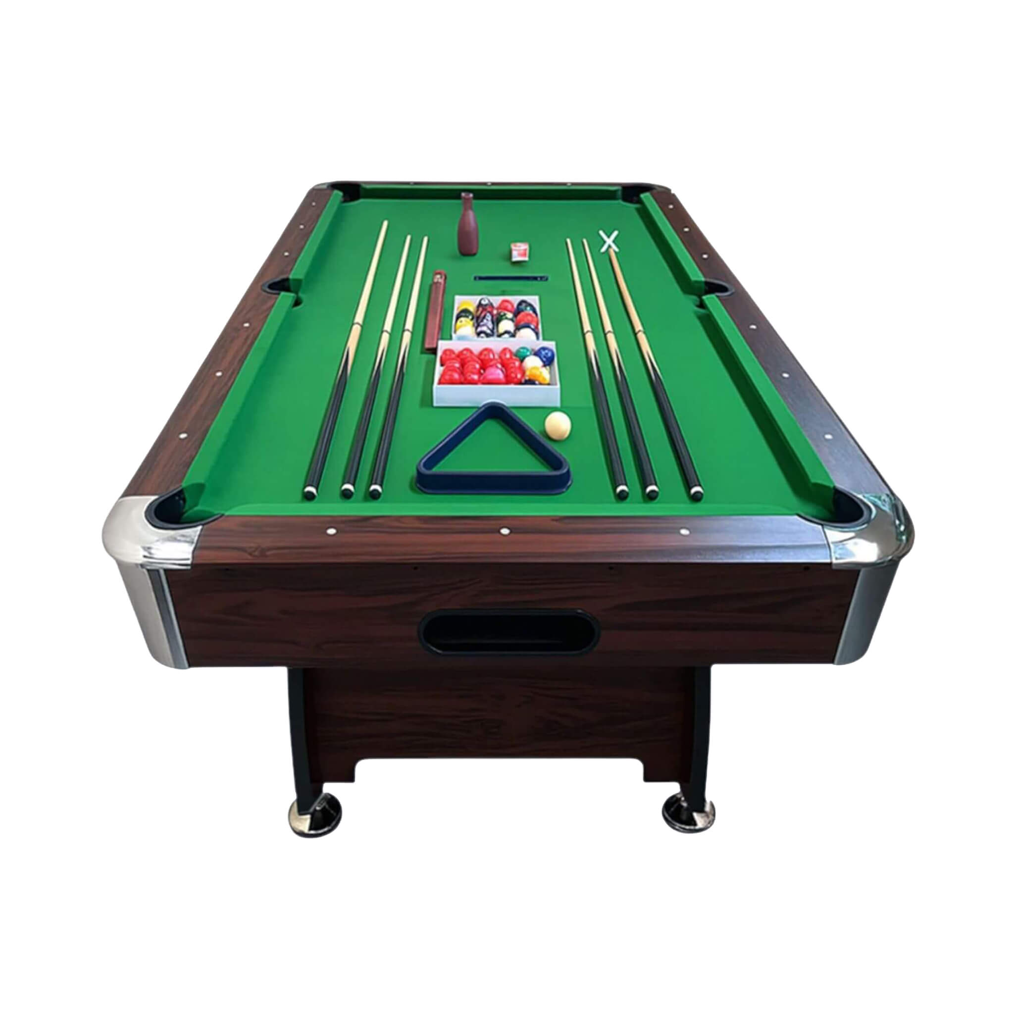 Modern Green Felt 8FT Billiard Pool Table with Automatic Ball Return and Accessories Kit