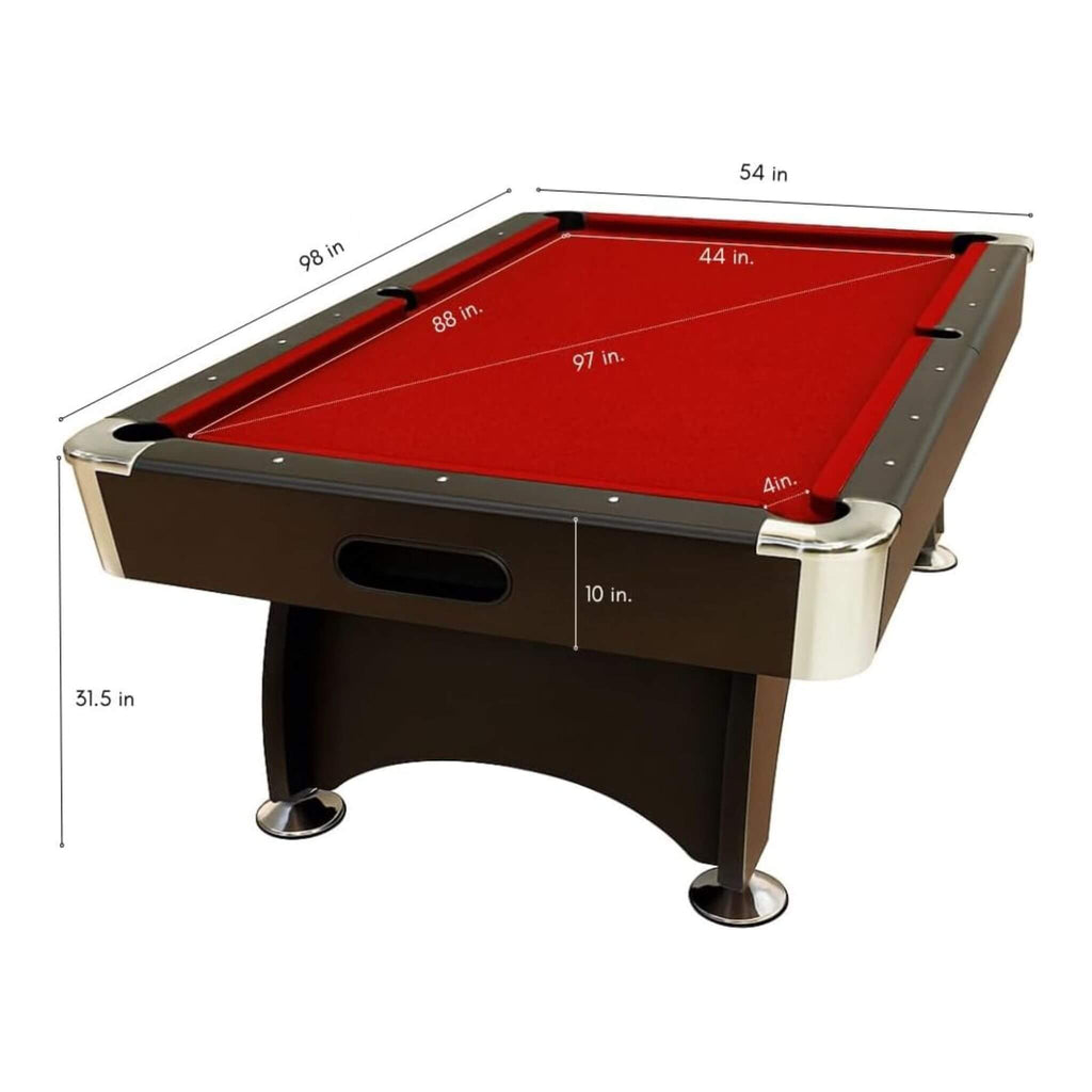 Modern Red Felt 8FT Billiard Pool Table with Automatic Ball Return and Accessories Kit