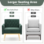 Modern Velvet Accent Chair with Button Tufted Back Golden Metal Legs and Adjustable Foot Pads