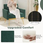 Modern Velvet Accent Chair with Button Tufted Back Golden Metal Legs and Adjustable Foot Pads
